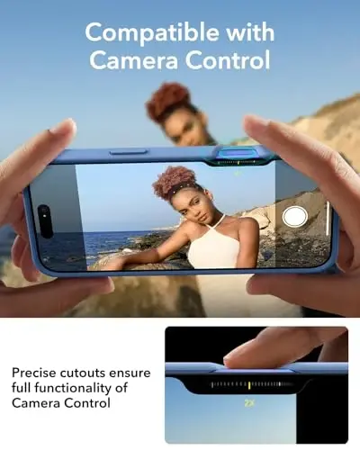 ESR for iPhone 16 Case, Silicone Case with Stand, Compatible with, Military-Grade Protection, Built-in Camera Stash Stand, Magnetic Phone Case for iPhone 16, Cloud Series, Light Blue - 6