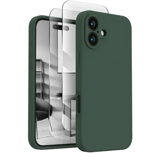 FireNova Designed for iPhone 16 Case, Silicone Upgraded [Camera Protection] Phone Case, Soft Anti-Scratch Microfiber Lining Inside, 6.1 inch, Alpine Green - 1