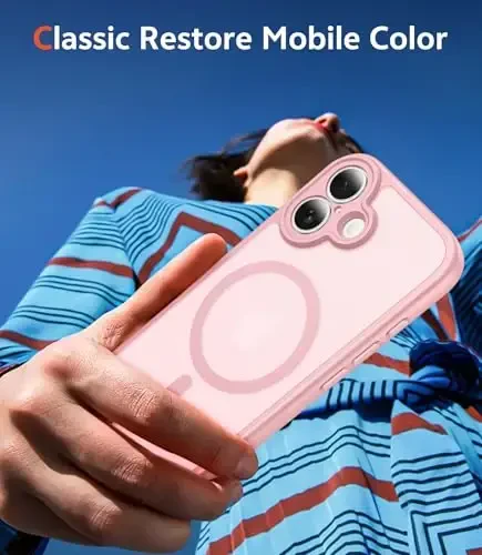 FNTCASE for iPhone 16 Case Matte: Magnetic Phone Cases with Screen Protector Drop Proof Compatible with Magsafe Slim Anti Yellowing Rugged Shockproof Protective Translucent Cell Cover (C-Pink) - 7
