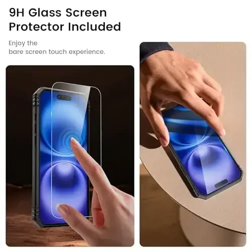 Goton Compatible for iPhone 16 Case with Screen Protector - Slide Camera Cover Protective Phone Case with Ring Stand, Heavy Duty Shockproof Rugged Bumper for iPhone 16 Accessories Black - 4