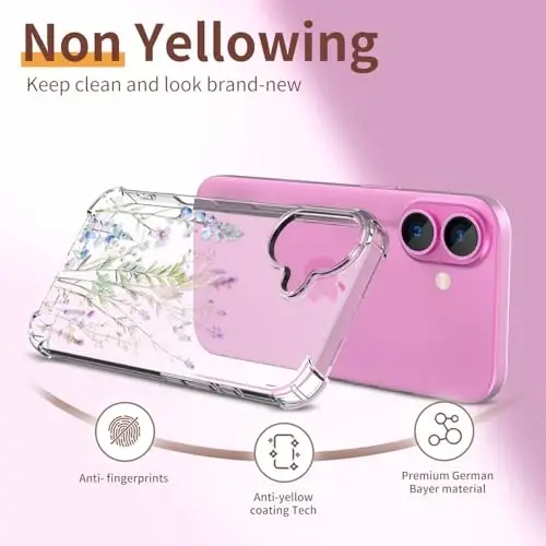 ilnehc for iPhone 16 Case,[3 in 1] with Screen Protector & Camera Lens Protector, Flower Pattern Design,Clear Soft Shockproof Slim Floral Phone Cover for Women Girls 2024 6.1