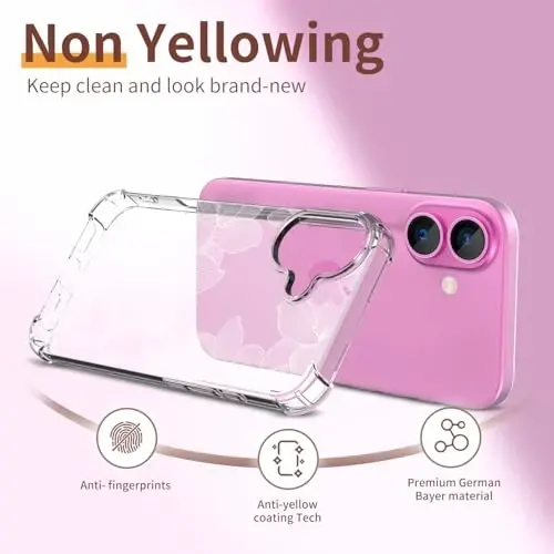 ilnehc for iPhone 16 Case,[3 in 1] with Screen Protector & Camera Lens Protector, Flower Pattern Design,Clear Soft Shockproof Slim Floral Phone Cover for Women Girls 2024 6.1
