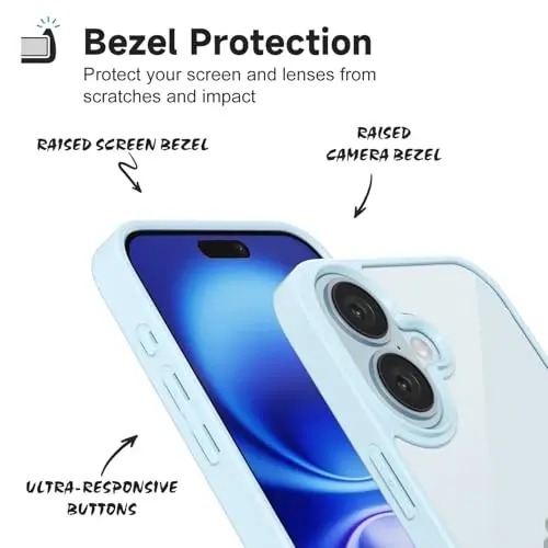 iPhone 16 Kılıfı için LoeoeL Şeffaf, Transparan Hibrit 16 Telefon Kılıfı [Sert Plastik & Yumuşak Silikon Tampon] Akrilik Sararmayan İnce Koruyucu Kadınlar için Kılıf, Açık Mavi - 4