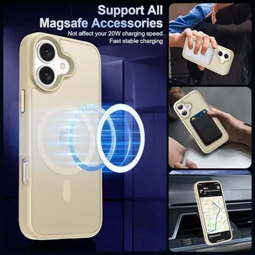 MOCCA Strong Magnetic for iPhone 16 Case, [Compatible with Magsafe][16FT Mil-Grade Drop Protection] Slim Thin Translucent Matte Protective Cover Case for iPhone 16 Phone Case 6.1