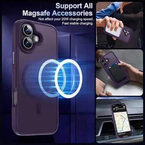 MOCCA Strong Magnetic for iPhone 16 Case, [Compatible with Magsafe][16FT Mil-Grade Drop Protection] Slim Thin Translucent Matte Protective Cover Case for iPhone 16 Phone Case 6.1