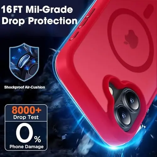 MOCCA Strong Magnetic for iPhone 16 Case, [Compatible with Magsafe][16FT Mil-Grade Drop Protection] Slim Thin Translucent Matte Protective Cover Case for iPhone 16 Phone Case 6.1