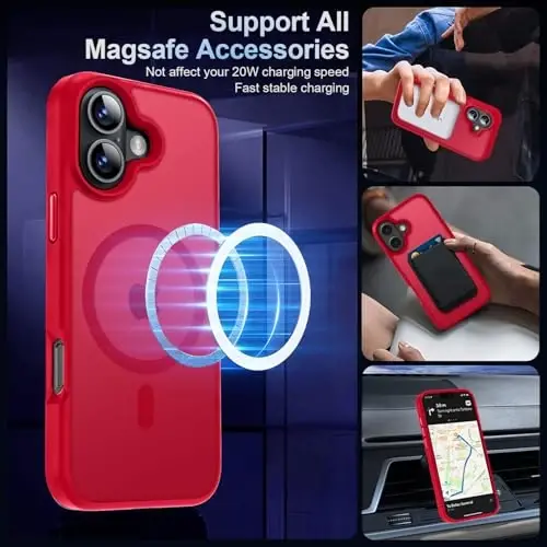 iPhone 16 Kılıfı için MOCCA Güçlü Manyetik, [Magsafe ile Uyumlu] [16FT Askeri Sınıf Düşme Koruması] iPhone 16 Telefon Kılıfı 6.1