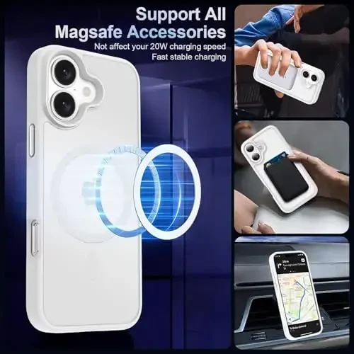 MOCCA Strong Magnetic for iPhone 16 Case, [Compatible with Magsafe][16FT Mil-Grade Drop Protection] Slim Thin Translucent Matte Protective Cover Case for iPhone 16 Phone Case 6.1