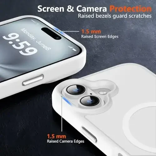 MOCCA Strong Magnetic for iPhone 16 Case, [Compatible with Magsafe][16FT Mil-Grade Drop Protection] Slim Thin Translucent Matte Protective Cover Case for iPhone 16 Phone Case 6.1