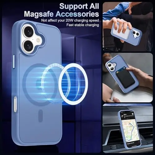 MOCCA Strong Magnetic for iPhone 16 Case, [Compatible with Magsafe][16FT Mil-Grade Drop Protection] Slim Thin Translucent Matte Protective Cover Case for iPhone 16 Phone Case 6.1