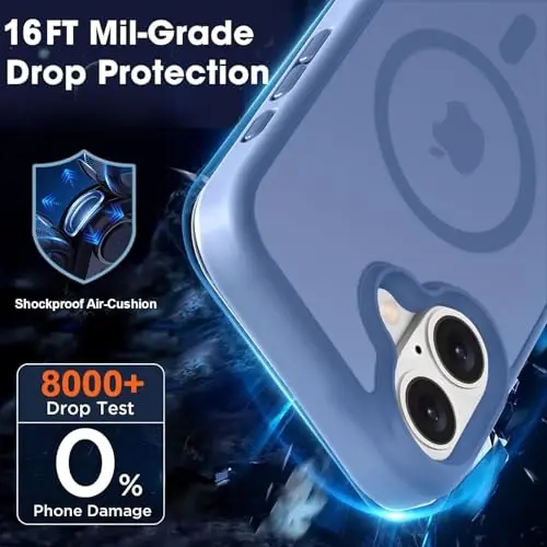 MOCCA Strong Magnetic for iPhone 16 Case, [Compatible with Magsafe][16FT Mil-Grade Drop Protection] Slim Thin Translucent Matte Protective Cover Case for iPhone 16 Phone Case 6.1