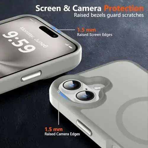 MOCCA Strong Magnetic for iPhone 16 Case, [Compatible with Magsafe][16FT Mil-Grade Drop Protection] Slim Thin Translucent Matte Protective Cover Case for iPhone 16 Phone Case 6.1