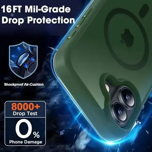 MOCCA Strong Magnetic for iPhone 16 Case, [Compatible with Magsafe][16FT Mil-Grade Drop Protection] Slim Thin Translucent Matte Protective Cover Case for iPhone 16 Phone Case 6.1