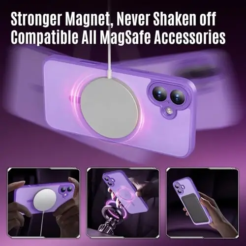 iPhone 16 Kılıfı için Tasarlanmış Symcele, MagSafe ile Uyumlu, X2 Gizlilik Ekran Koruyuculu, [Kamera Koruması] [15FT Askeri Düşme Koruması] Darbeye Dayanıklı Telefon Kılıfı, 6.1