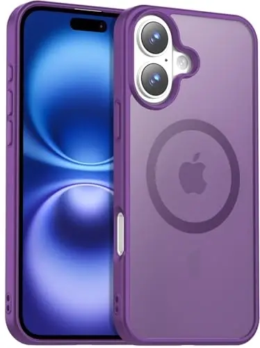 Temdan for iPhone 16 Case, Compatible with Magsafe, Anti-Yellowing, Military-Grade Protection, Shockproof Slim Magnetic Phone Case Cover, Dark Purple - 1