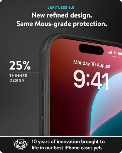 iPhone 16 Kılıfı ile Uyumlu Mous MagSafe - Limitless 6.0 - Siyah Benekli Kumaş - Koruyucu Darbeye Dayanıklı Telefon Kılıfı - 2