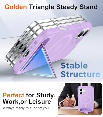 Temdan Magnetic Compatible with iPhone 16 Case, [Built-in Invisible Kickstand][Compatible with MagSafe][Military Grade Shockproof] Slim Translucent Matte Phone Case for iPhone 16 6.1