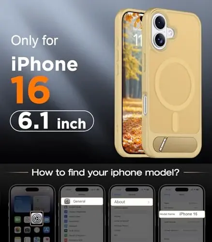 Temdan Magnetic Compatible with iPhone 16 Case, [Built-in Invisible Kickstand][Compatible with MagSafe] [Military Grade Shockproof] Slim Translucent Matte Phone Case for iPhone 16 6.1