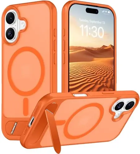 Temdan Magnetic Compatible with iPhone 16 Case, [Built-in Invisible Kickstand][Compatible with MagSafe][Military Grade Shockproof] Slim Translucent Matte Phone Case for iPhone 16 6.1