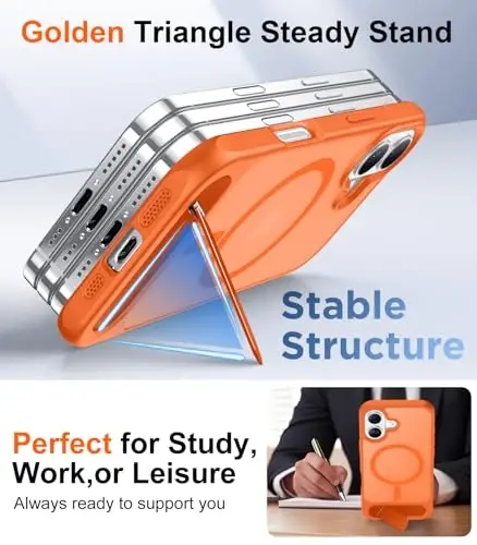 Temdan Magnetic Compatible with iPhone 16 Case, [Built-in Invisible Kickstand][Compatible with MagSafe][Military Grade Shockproof] Slim Translucent Matte Phone Case for iPhone 16 6.1