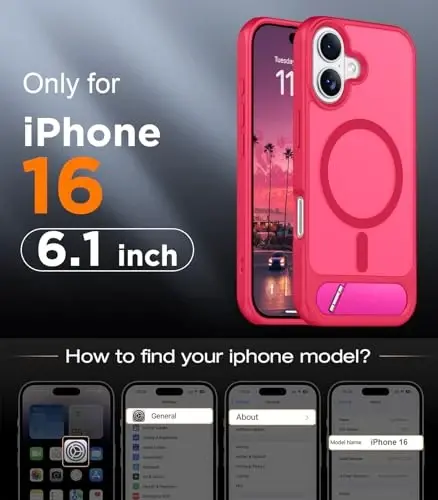 Temdan Magnetic Compatible with iPhone 16 Case, [Built-in Invisible Kickstand][Compatible with MagSafe][Military Grade Shockproof] Slim Translucent Matte Phone Case for iPhone 16 6.1