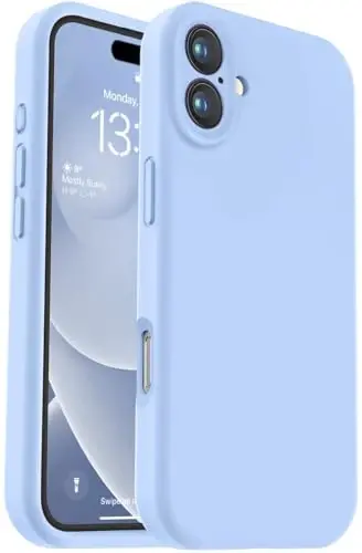 Vooii Compatible with iPhone 16 Case, Liquid Silicone Upgrade [Camera Protection] [Soft Anti-Scratch Microfiber Lining] Shockproof Phone Case for iPhone 16 6.1 inch - Light Blue 