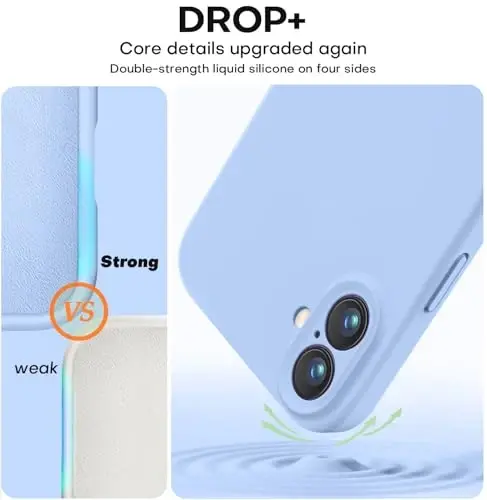 Vooii Compatible with iPhone 16 Case, Liquid Silicone Upgrade [Camera Protection] [Soft Anti-Scratch Microfiber Lining] Shockproof Phone Case for iPhone 16 6.1 inch - Light Blue - 4
