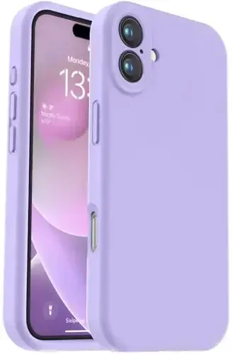 Vooii Compatible with iPhone 16 Case, Liquid Silicone Upgrade [Camera Protection] [Soft Anti-Scratch Microfiber Lining] Shockproof Phone Case for iPhone 16 6.1 inch - Light Purple - 1
