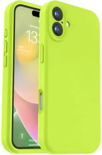 Vooii Compatible with iPhone 16 Case, Liquid Silicone Upgrade [Camera Protection] [Soft Anti-Scratch Microfiber Lining] Shockproof Phone Case for iPhone 16 6.1 inch - Fluorescent Green - VOOII