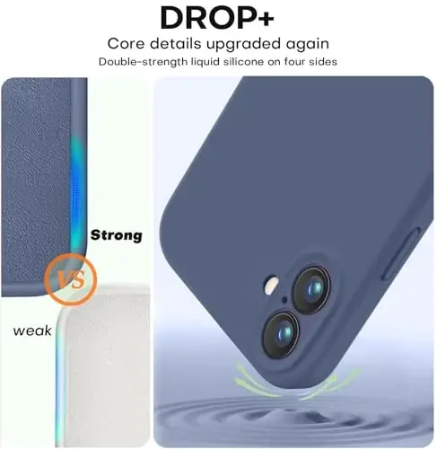 Vooii Compatible with iPhone 16 Case, Liquid Silicone Upgrade [Camera Protection] [Soft Anti-Scratch Microfiber Lining] Shockproof Phone Case for iPhone 16 6.1 inch - Navy Blue - 5