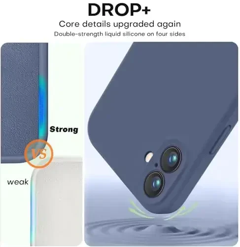 Vooii Compatible with iPhone 16 Case, Liquid Silicone Upgrade [Camera Protection] [Soft Anti-Scratch Microfiber Lining] Shockproof Phone Case for iPhone 16 6.1 inch - Navy Blue - 4