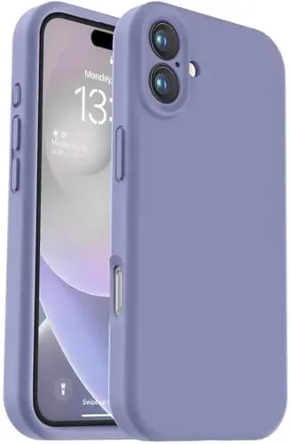 Vooii Compatible with iPhone 16 Case, Liquid Silicone Upgrade [Camera Protection] [Soft Anti-Scratch Microfiber Lining] Shockproof Phone Case for iPhone 16 6.1 inch - Lavender Grey - VOOII