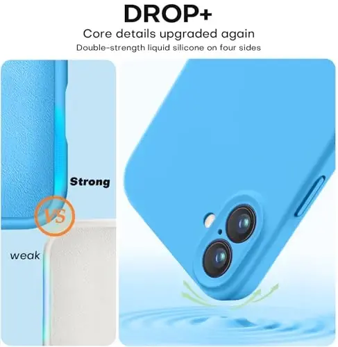 Vooii Compatible with iPhone 16 Case, Liquid Silicone Upgrade [Camera Protection] [Soft Anti-Scratch Microfiber Lining] Shockproof Phone Case for iPhone 16 6.1 inch - Blue - 4