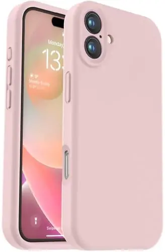 Vooii Compatible with iPhone 16 Case, Liquid Silicone Upgrade [Camera Protection] [Soft Anti-Scratch Microfiber Lining] Shockproof Phone Case for iPhone 16 6.1 inch - Pink Sand - 1