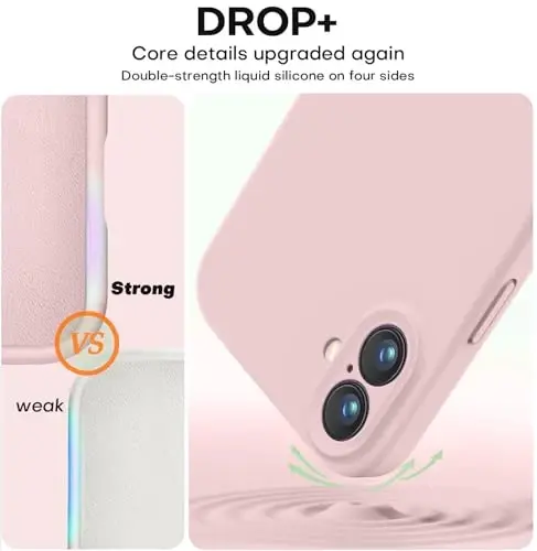 Vooii Compatible with iPhone 16 Case, Liquid Silicone Upgrade [Camera Protection] [Soft Anti-Scratch Microfiber Lining] Shockproof Phone Case for iPhone 16 6.1 inch - Pink Sand - 4
