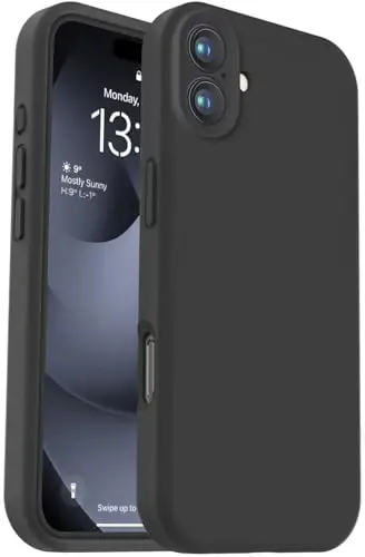 Vooii Compatible with iPhone 16 Case, Liquid Silicone Upgrade [Camera Protection] [Soft Anti-Scratch Microfiber Lining] Shockproof Phone Case for iPhone 16 6.1 inch - Black - VOOII