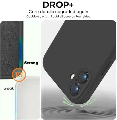 Vooii Compatible with iPhone 16 Case, Liquid Silicone Upgrade [Camera Protection] [Soft Anti-Scratch Microfiber Lining] Shockproof Phone Case for iPhone 16 6.1 inch - Black - 4