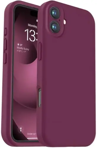 Vooii Compatible with iPhone 16 Case, Liquid Silicone Upgrade [Camera Protection] [Soft Anti-Scratch Microfiber Lining] Shockproof Phone Case for iPhone 16 6.1 inch - WineRed 