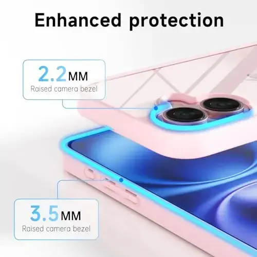 LoeoeL for iPhone 16 Case Clear, Transparent Hybrid 16 Phone Case [Hard Plastic & Soft Silicone Bumper] Acrylic Non Yellowing Thin Slim Protective Cover for Women, Light Pink - 5