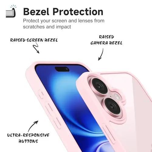 iPhone 16 Kılıfı Şeffaf için LoeoeL, Şeffaf Hibrit 16 Telefon Kılıfı [Sert Plastik ve Yumuşak Silikon Tampon] Akrilik Sararmayan İnce İnce Koruyucu Kapak Kadınlar için, Açık Pembe - 4
