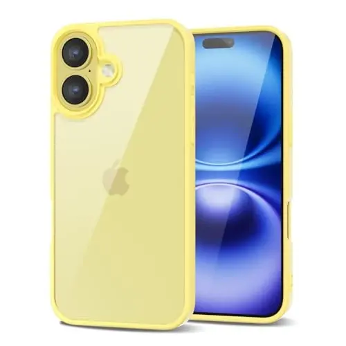 LoeoeL for iPhone 16 Case Clear, Transparent Hybrid 16 Phone Case [Hard Plastic & Soft Silicone Bumper] Acrylic Non Yellowing Thin Slim Protective Cover for Women, Yellow - 1