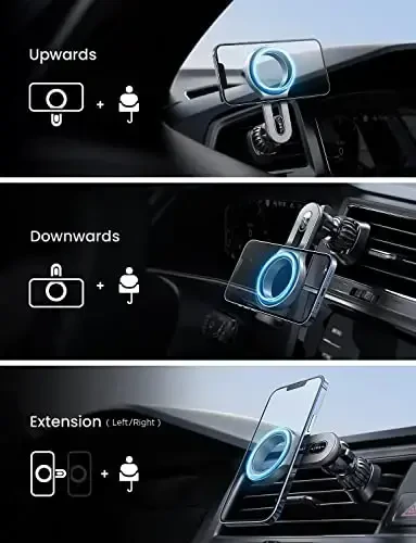 LISEN for iPhone 16 MagSafe Car Mount, [Quick Install] Ultra Magnetic Long Arm Mag Safe Car Phone Holder Vent, Car Accessories Fit for iPhone 16 Pro Max 15 14 13 12 Plus Mini Men Women, Silver - 5
