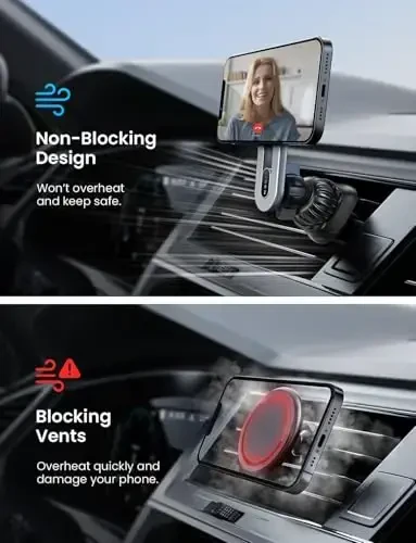 iPhone 16 MagSafe avtomobil o'rnatgichi uchun LISEN, [Tez o'rnatish] Ultra magnitli uzun tutqichli Mag Safe avtomatik telefon ushlagichi, iPhone 16 Pro Max 15 14 13 12 Plus Mini erkaklar ayollar uchun avto aksessuarlar, kumush - 3