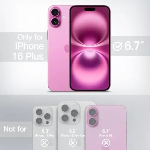 JETech Matte Case for iPhone 16 Plus, Pink | Military-Grade Protection, Frosted Matte Back, Anti-Fingerprint Finish, Shockproof Design - JETECH (1)