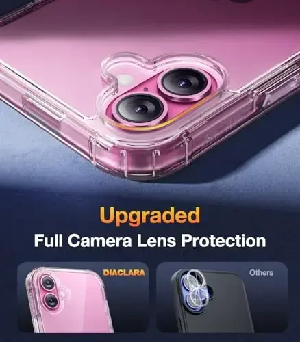 Diaclara Designed for iPhone16 Plus Case 6.7 Inch,Upgraded [Full Camera Protection] Full Body Case w/Built-in Touch Sensitive Anti-Scratch Screen Protector,Clear - 5