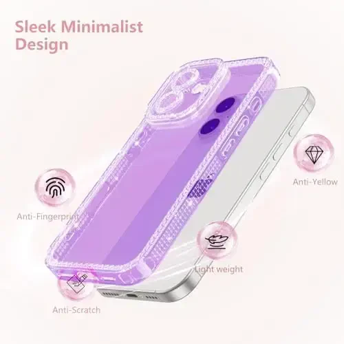 ZTOFERA Designed for iPhone 16 Plus 6.7 inch,Sparkly Cute Purple Case for Women Girls,Glitter Bling Flexible Soft TPU Silicone Bumper Protective Cover for iPhone 16 Plus,Purple - 3