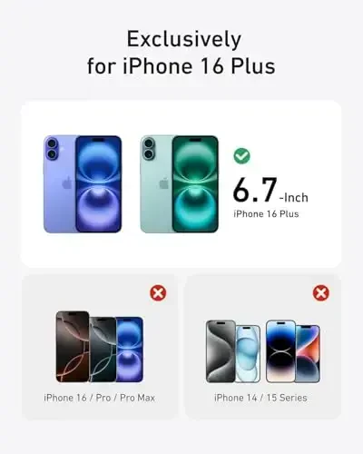 Anker MagGo Clear Magnetic Phone Case for iPhone 16 Plus, Ultra-Slim and Durable Protective Cover, iPhone Case Compatible with MagSafe, Clear Case Exclusively Designed for iPhone 16 Plus - 3