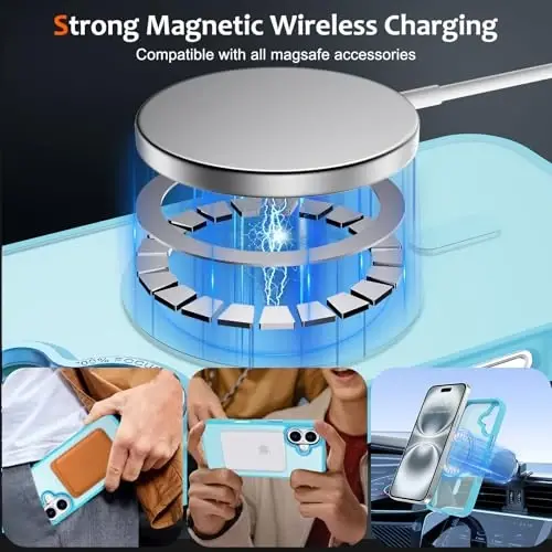 Anuck Case for iPhone 16 Plus Case Magnetic Phone Case Compatible with MagSafe, Soft TPU Bumper Hard Translucent Matte Back Slim Fit Shockproof Protective Cover for Men Women Girls - Lake Blue - ANUCK (1)