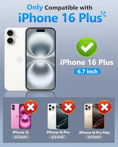 ATATOO for iPhone 16 Plus Case Wallet, Built-in Card Holder (Store 3-5 Cards) & Slide Lens Cover, Military Grade Protection, Shockproof Silicone Protective Case for iPhone 16 Plus 6.7