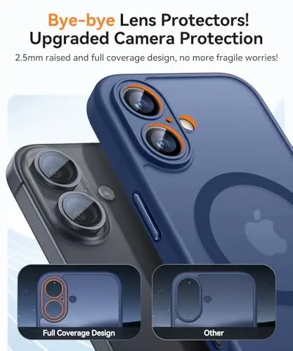 CANSHN Magnetic for iPhone 16 Plus Case, Upgraded [Full Camera Protection] [Compatible with Magsafe] [Translucent Matte] Shockproof Protective Phone Case for iPhone 16 Plus - Deep Blue - 3